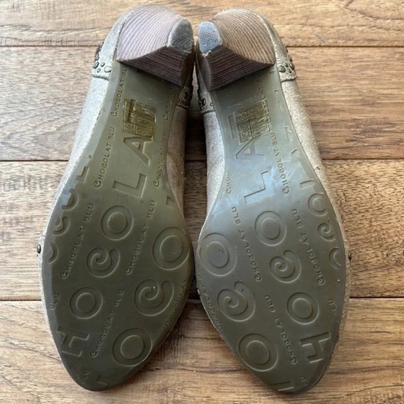 Anthropologie Chocolat Blu Odette T-Strap Mary Jane Heels Tan Leather Size 8.5 - Picture 13 of 14